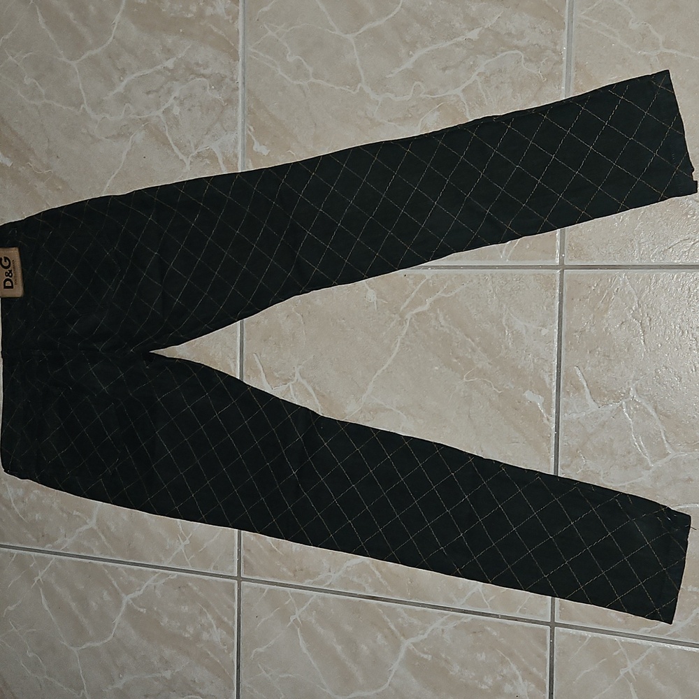 Dark Denim and Tan Stiching Patterned Pants - Picture 4 of 7